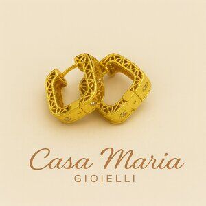 Intreccio di Luce Hoops | 24K Hollow Yellow Gold Lab Diamonds